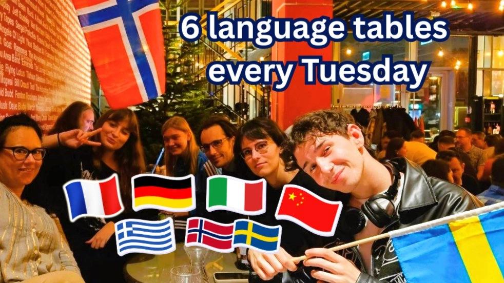 Meet & Speak Tuesday: 6 Language Tables 🇫🇷🇮🇹🇩🇪🇨🇳🇬🇷🇳🇴🇸🇪