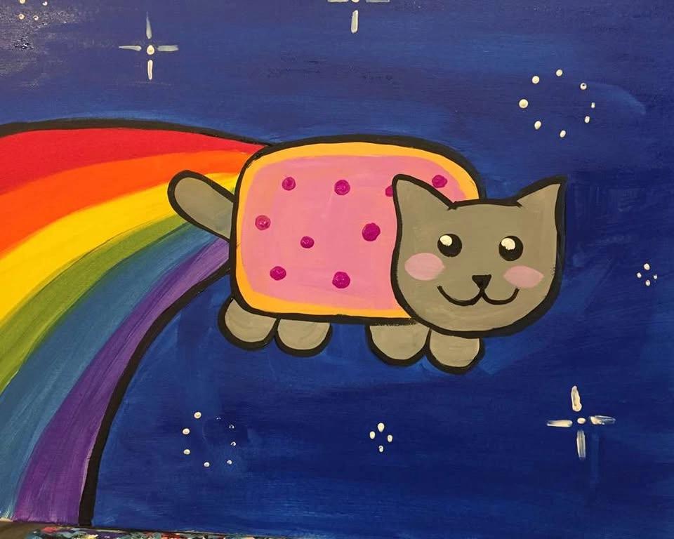 Kid's Summer Art Camp | Rainbow Space Cat Paint & Craft Class