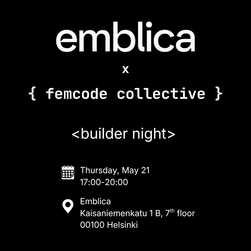 Femcode Collective x Emblica: builder night, data dive