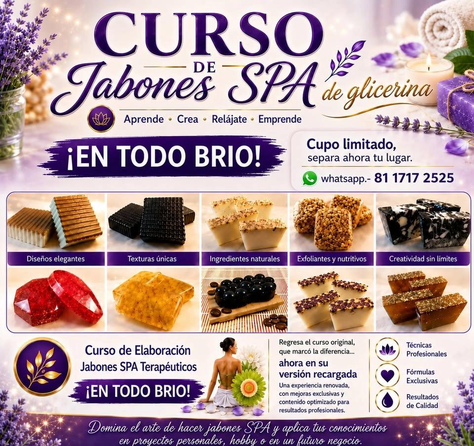 CURSO DE JABONES SPA TERAPÉUTICOS DE GLICERINA