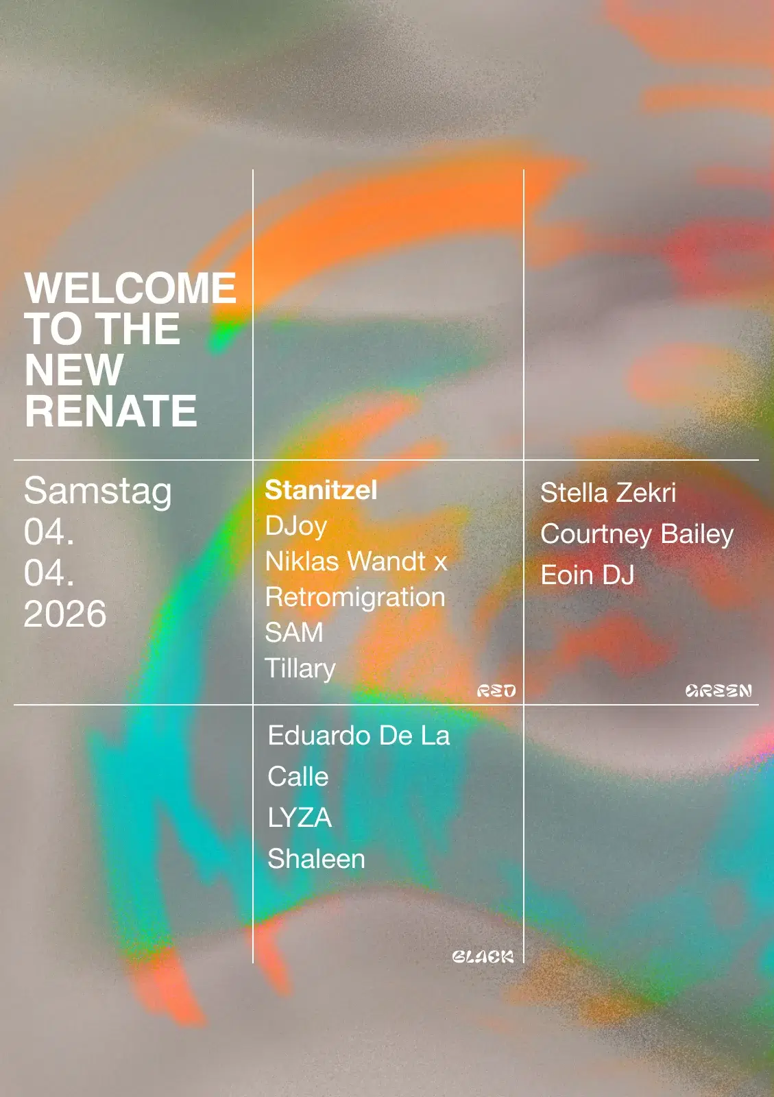 Welcome to the new Renate: w/ Eduardo de la Calle, Courtney Bailey, Stella Zekri, Eoin DJ