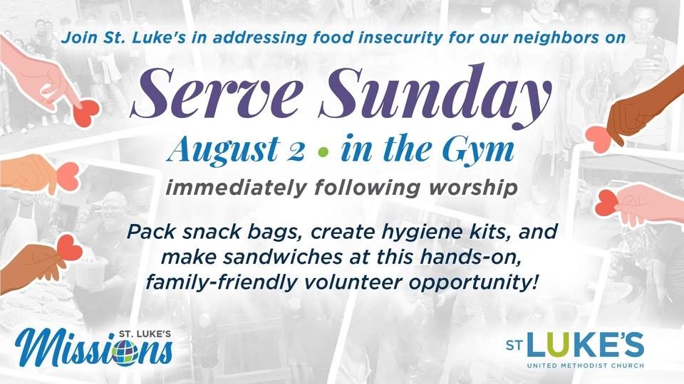 Serve Sunday at St. Luke's UMC