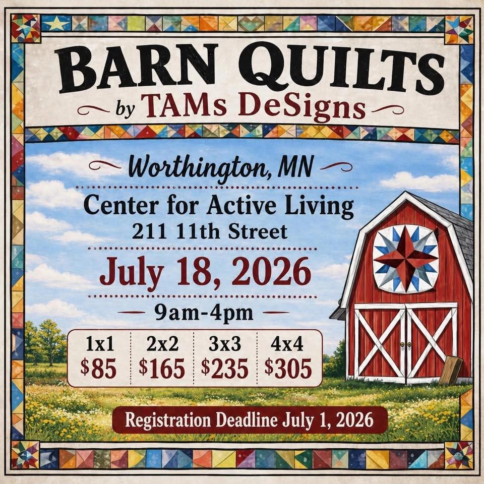 July 2026 in Worthington, MN Barn Quilt Painting Class