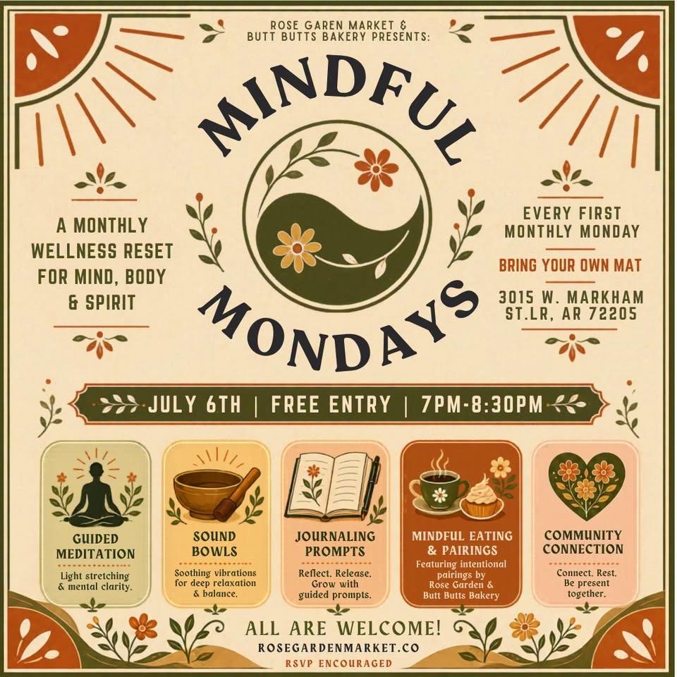 ✨MINDFUL MONDAYS @ THE GARDEN🌷 Meditation, Stretching, Breathing, Tea & Pastries | 7PM - 8:30PM🌹