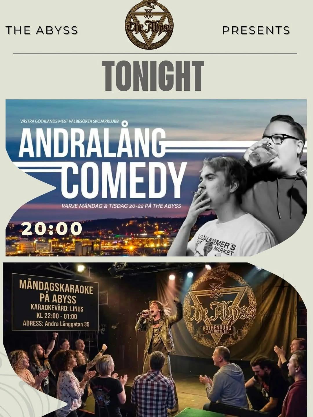 Måndagskväll på The Abyss: Andralång Comedy + Karaoke