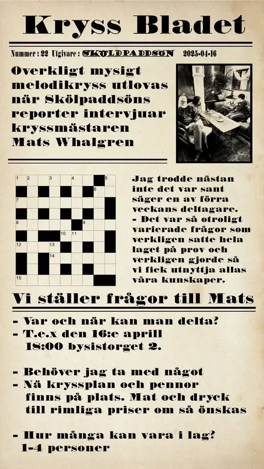 Melodikrysset som ej ska föväxlas Med Sveriges Radios