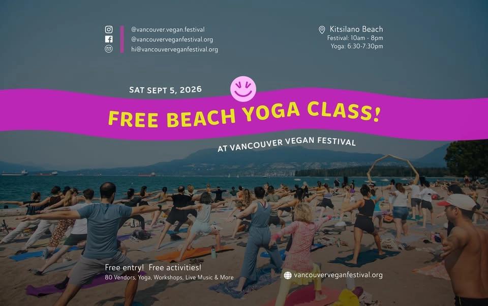 Free Beach Yoga Class at Vancouver Vegan Festival 2026!