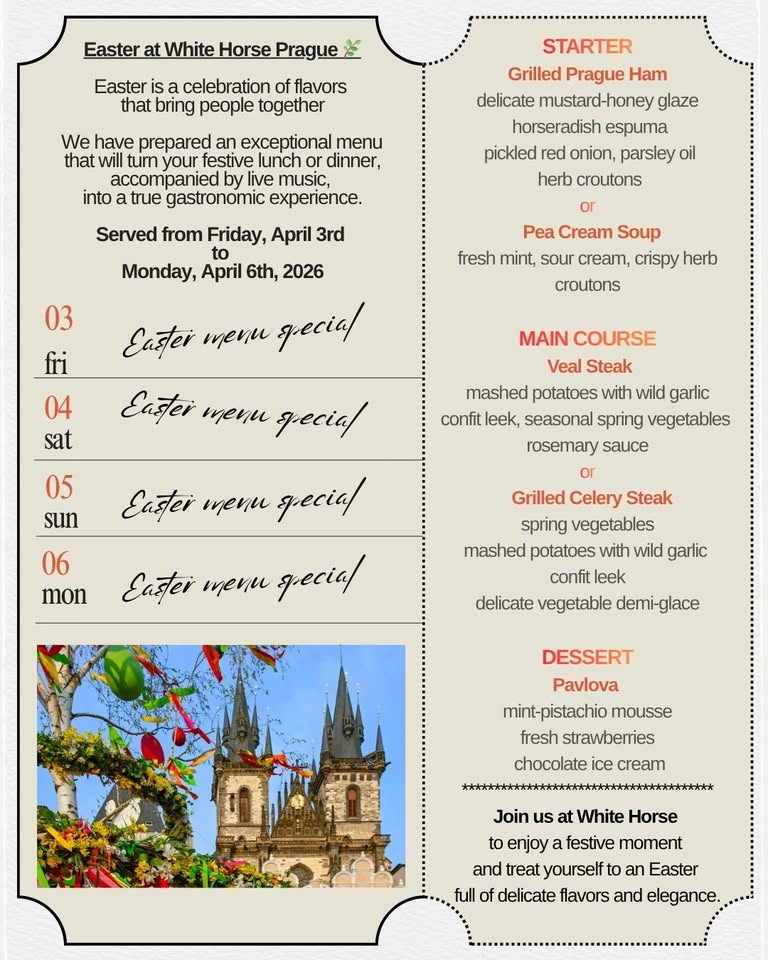 Easter Menu at White Horse Restaurant