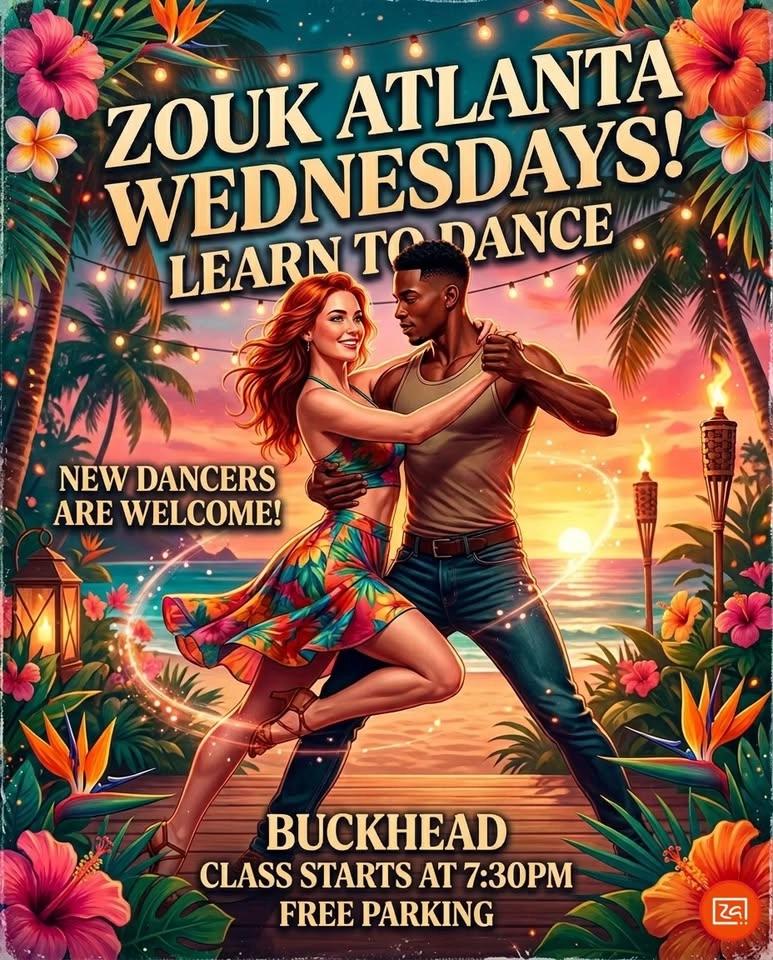 Learn to Dance at Zouk Atlanta! Buckhead Brazilian Zouk Classes & Party | Beginner ↗️ Advanced ❤️