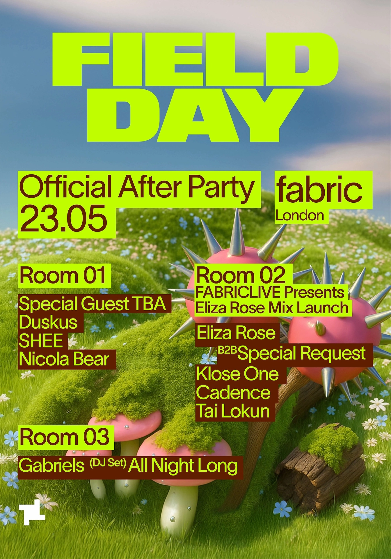 Field Day Afterparty: Special Guest TBA, Eliza Rose B2B Special Request, Duskus + more