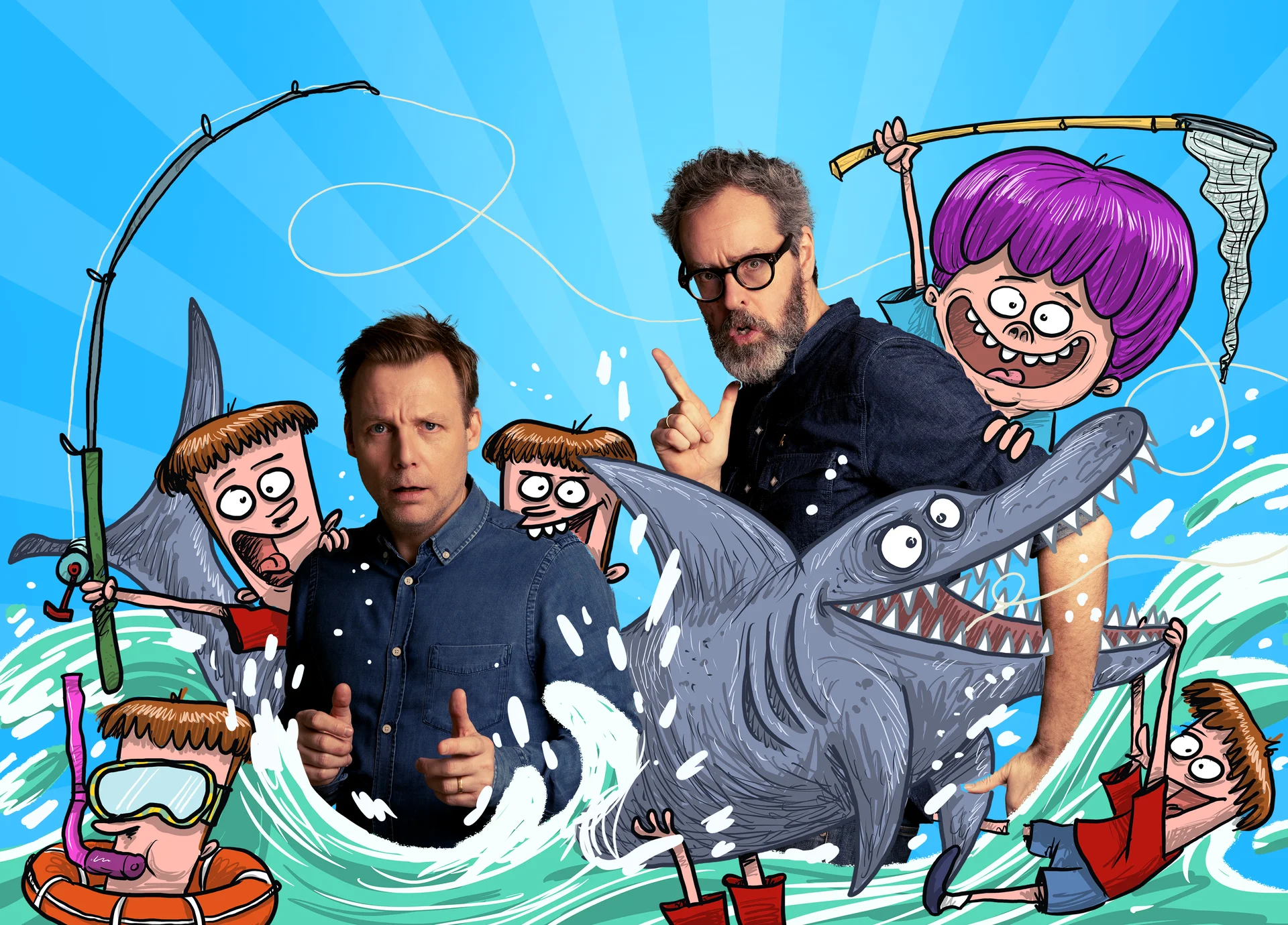 MUGGE OG FEMLINGERNE – OG HAJEN PÅ TRAMPOLINEN!