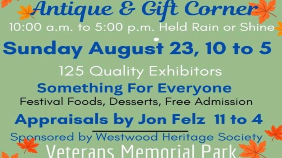 Craft Show & Antique & Gift Corner in the Park, Aug. 23, Westwood, NJ
