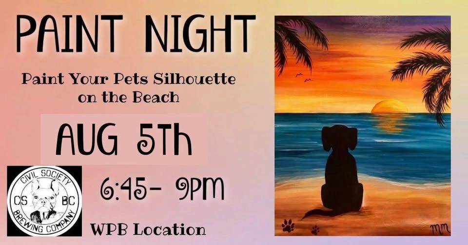 Pet Silhouette on the Beach Paint Night