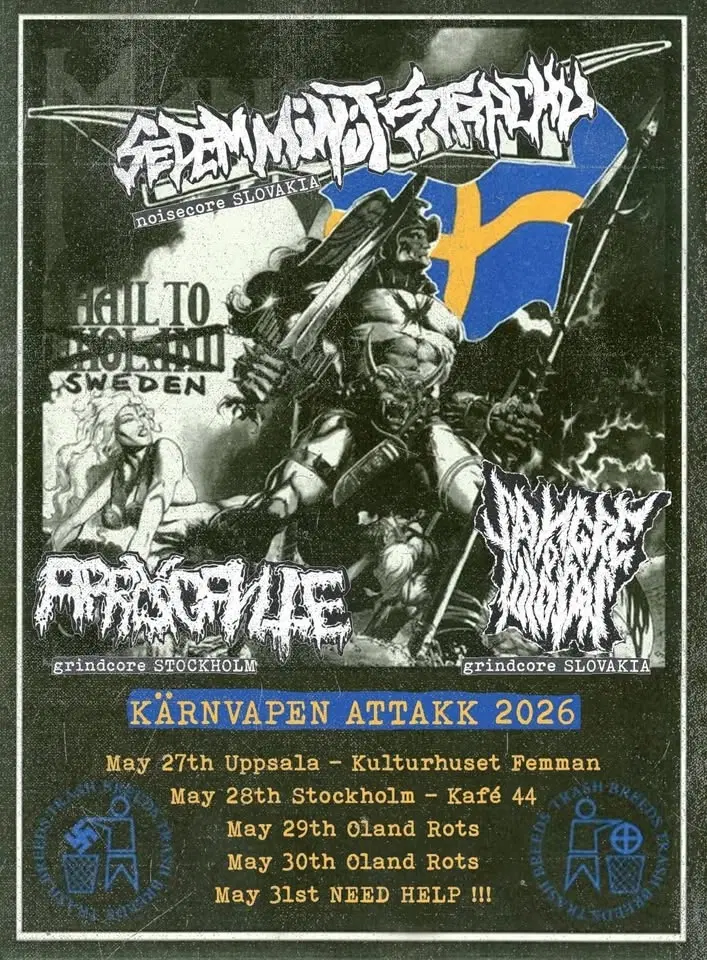 SEDEM MINÚT STRACHU, SANGRE DE IDIOTAS, ARROGANTE på Kulturhuset Femman, Uppsala