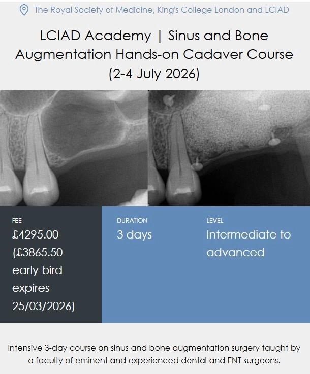 LCIAD Academy | Sinus and Bone Augmentation Hands-on Cadaver Course
