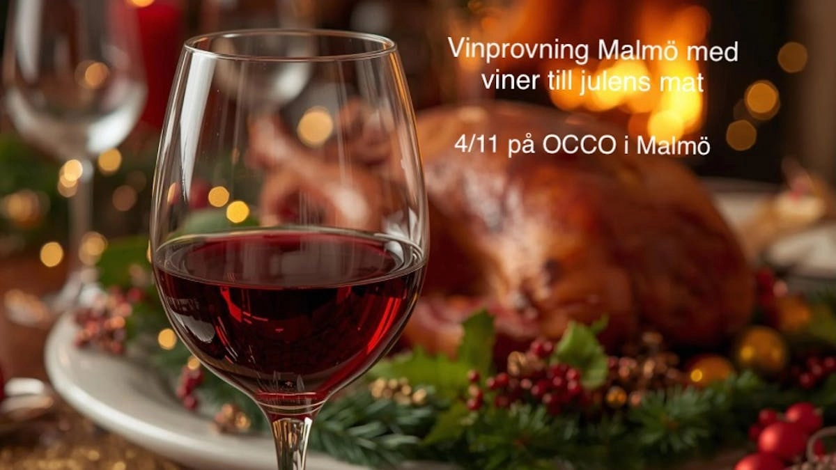 Vinprovning Malmö med viner till julens mat. 4/11 år 2026 kl 18.00