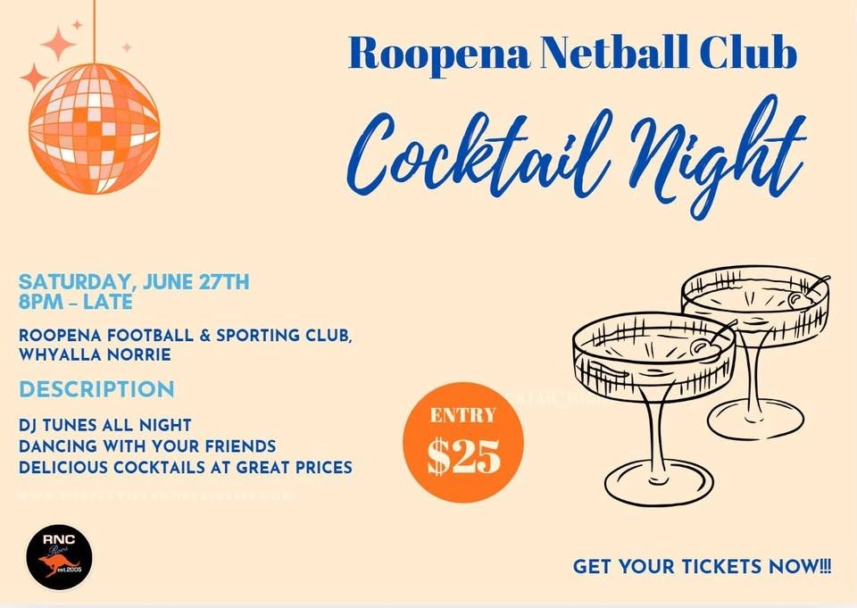 Roopena Netball Club - Cocktail Night