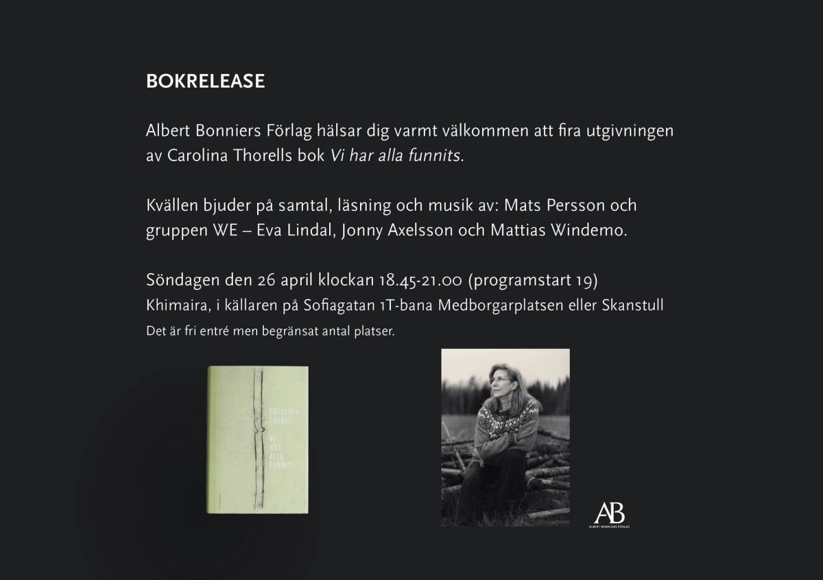 Bokrelease för Carolina Thorells "Vi har alla funnits"
