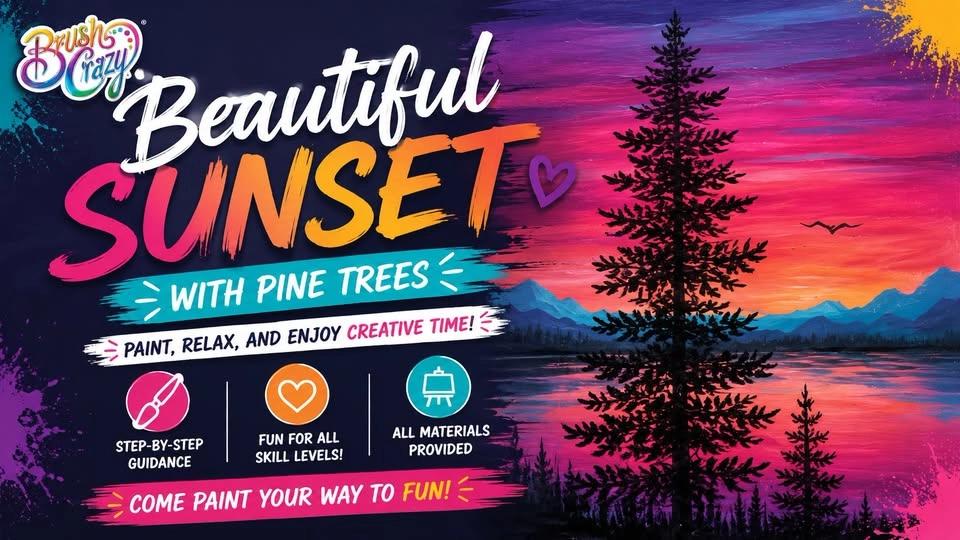 Beautiful Sunset with Pine Trees