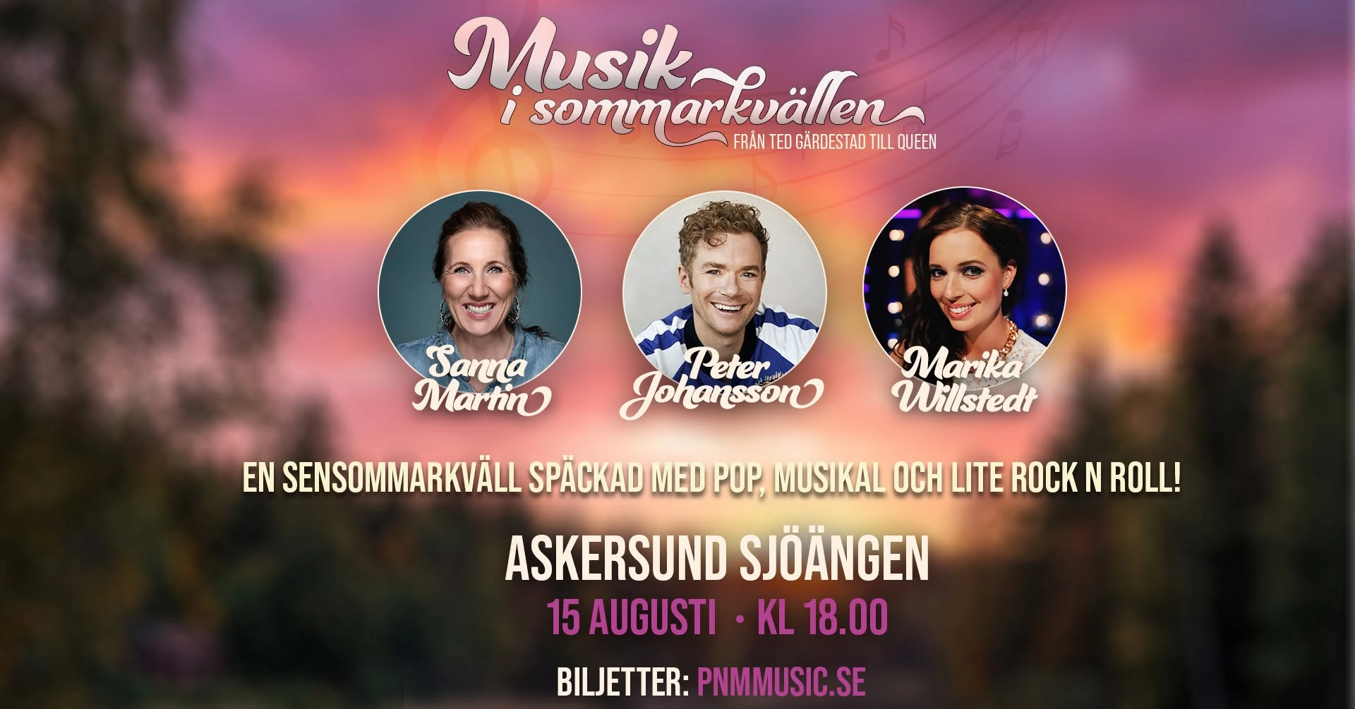 Musik i sommarkvällen - med Peter Johansson, Sanna Martin och Marika Willstedt