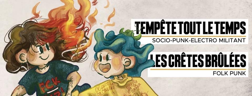TEMPÊTE TOUT LE TEMPS + LES CRÊTES BRÛLÉES + VERNISSAGE DE L'EXPO DE LU au BB'O