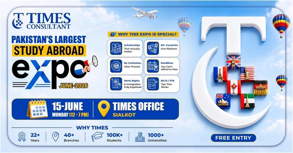 SIALKOT 🏨 Times Office, Sialkot 15 June — Monday (12 – 7 PM)