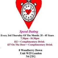 Speed Dating. 35 - 45 years. Thursdays
