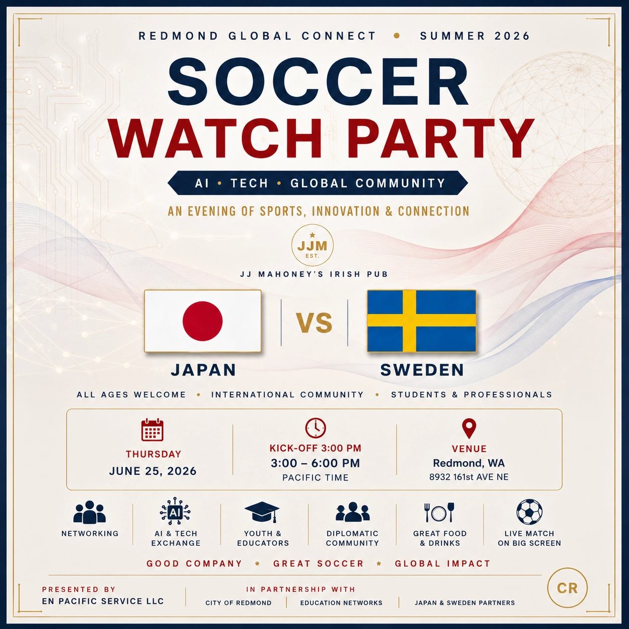 Japan vs Sweden Watch Party — JJ Mahoney's Irish Pub