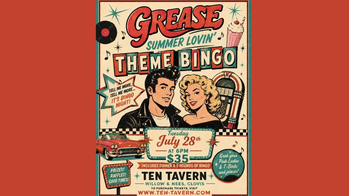 Grease Summer Lovin Bingo