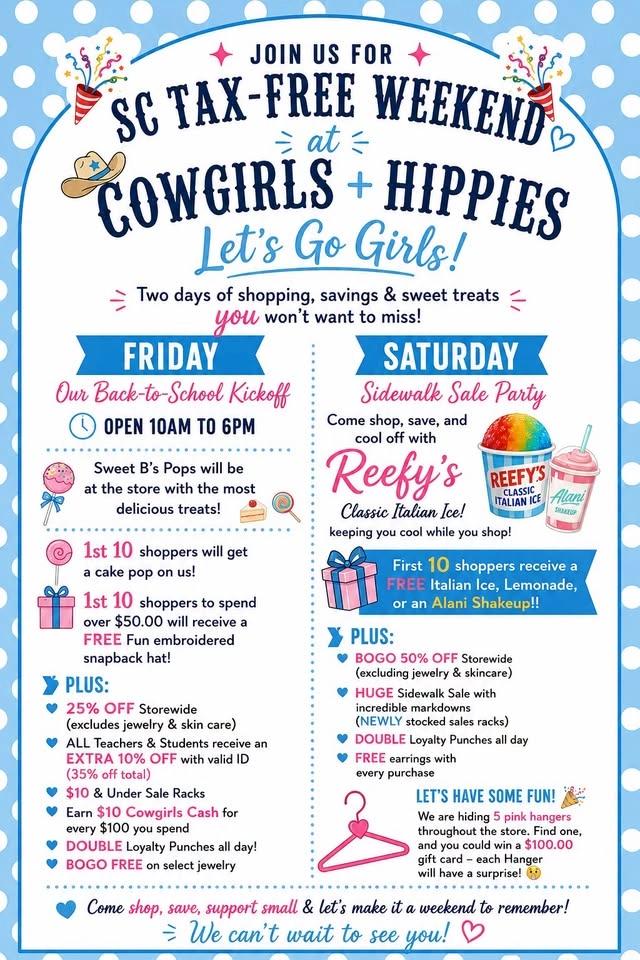 Tax Free Weekend at Cowgirls + Hippies