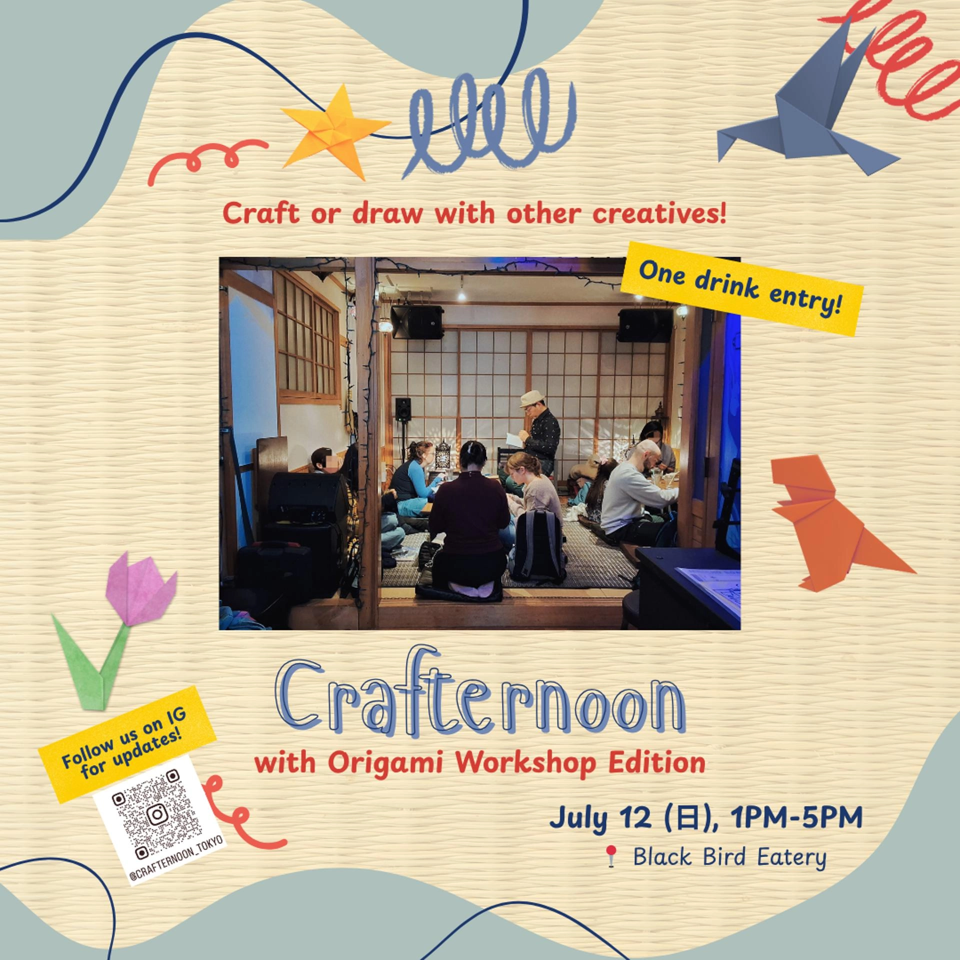 Craft / Draw Together in a Tatami Restaurant (with Origami Workshop Edition)