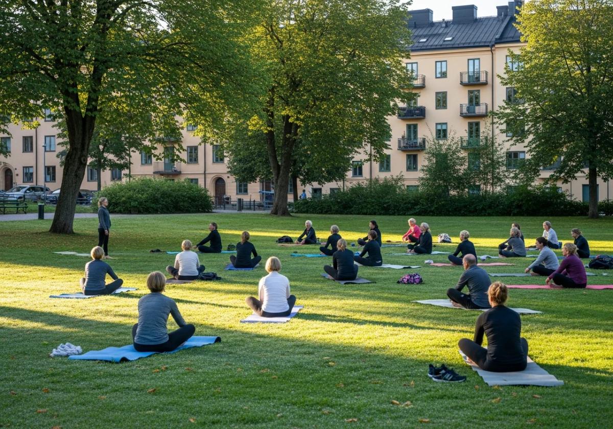 Yoga på gräsmattan