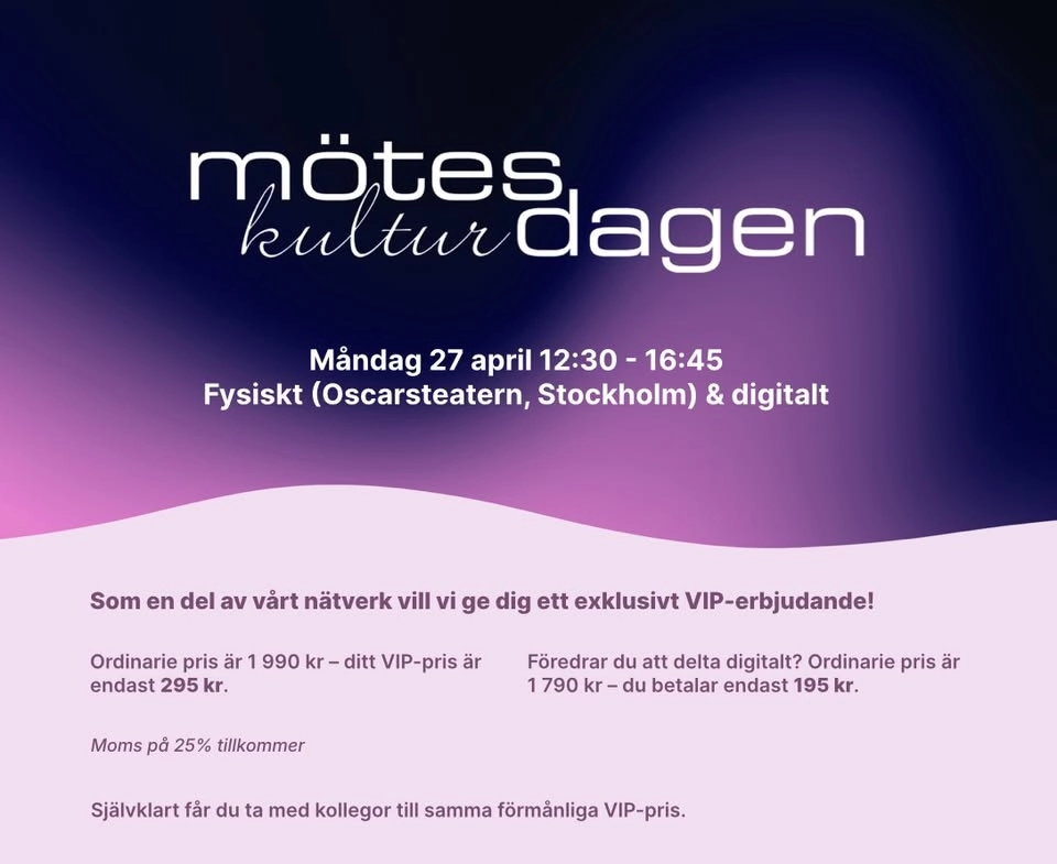 27/4 Stockholm: Möteskulturdagen med 85% rabatt!