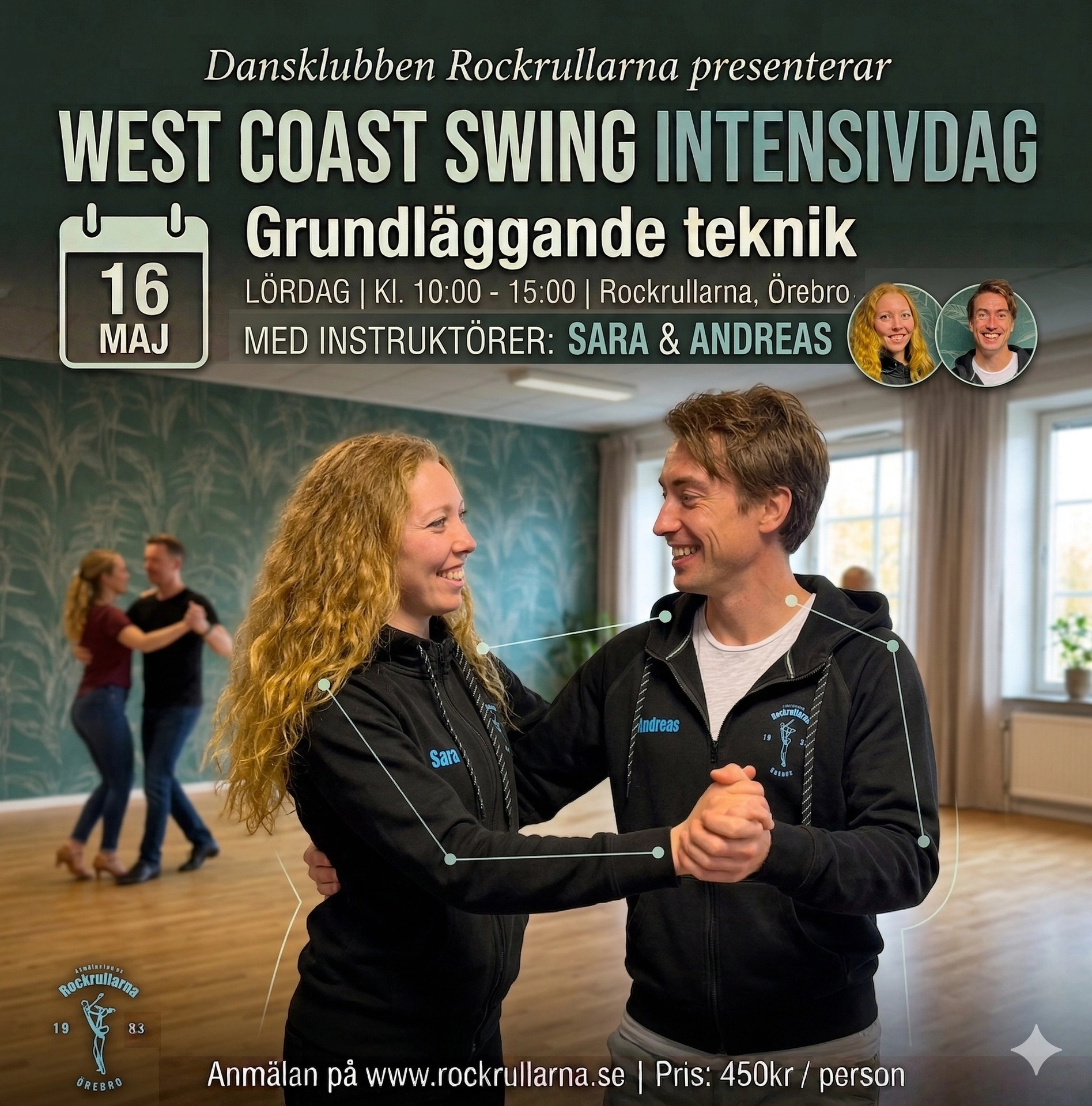 West Coast Swing - 16 maj - Intensivdag - Grundläggande teknik med Sara och Andreas