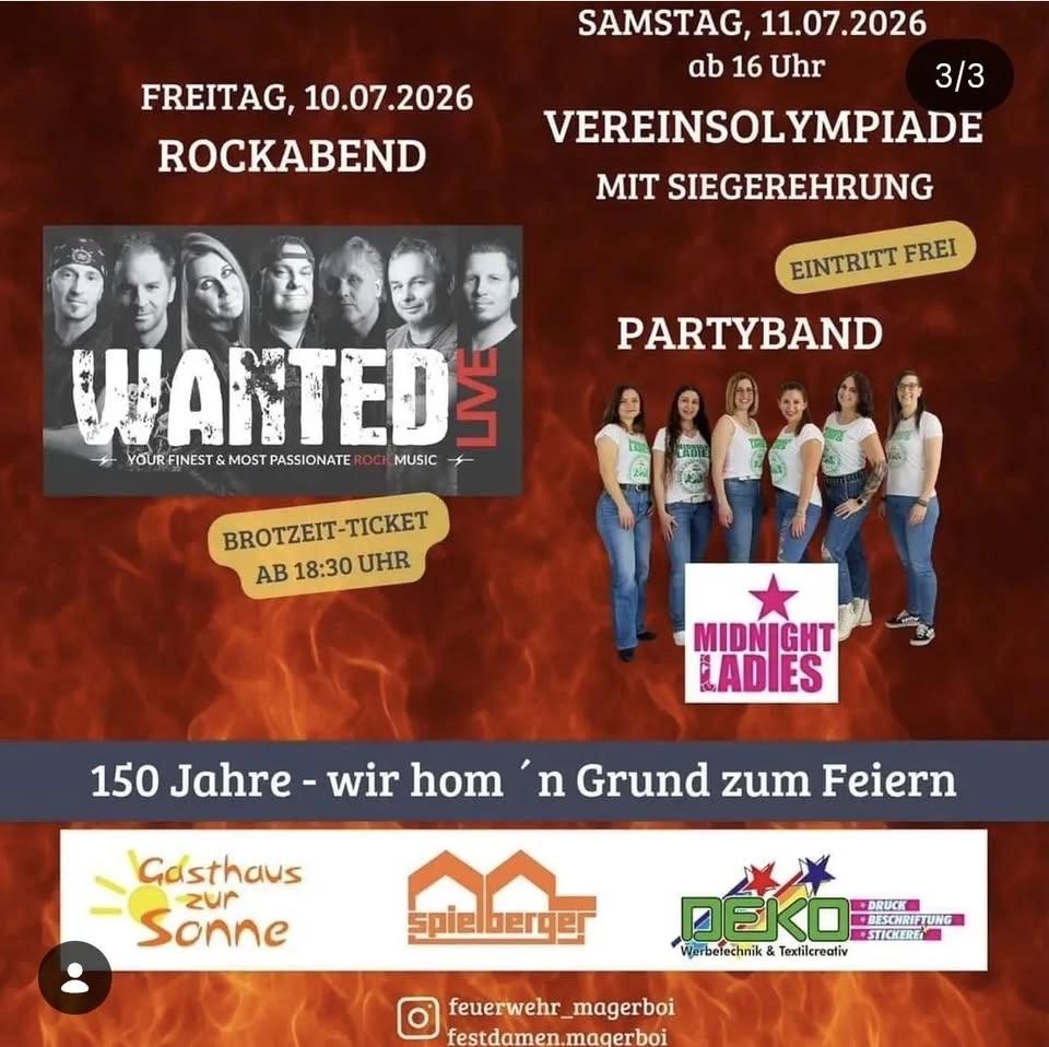 Feuerwehrjubiläum mit WANTED Live