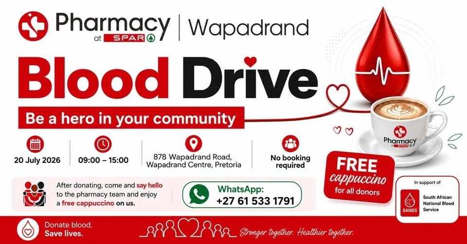 Blood Drive - Pharmacy at SPAR Wapadrand