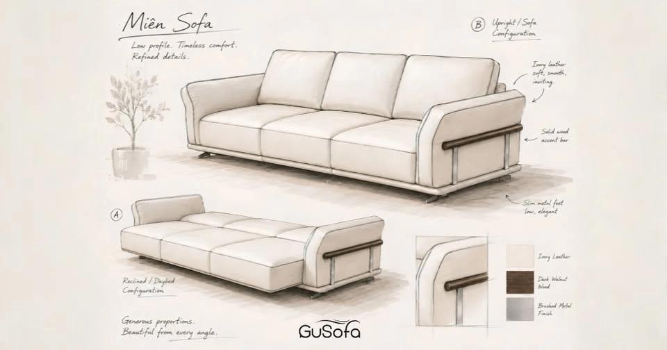 Trưng bày mẫu MIÊN Sofa tại GU SOFA
