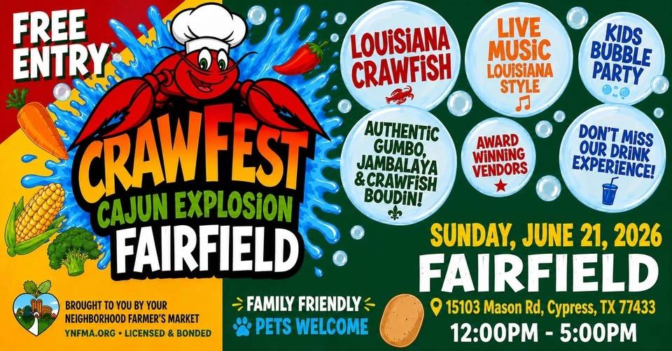 ๐ฆFAIRFIELD- CRAWFEST CAJUN EXPLOSION