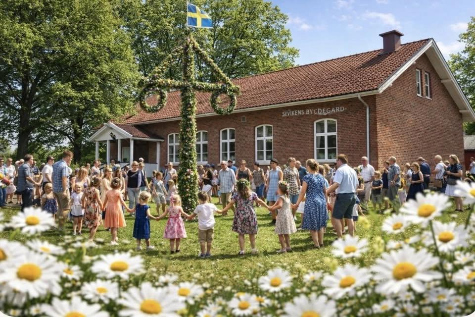 Midsommarfirande i Sivikens bygdegård.