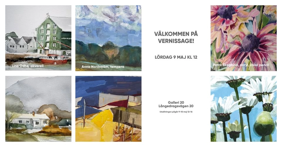 Vernissage måleri på Galleri 20 - Petra Skoglund, Anna Nordström och Lina Odhe