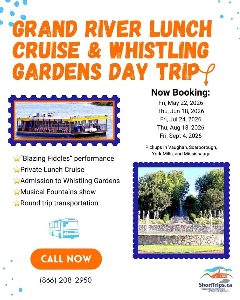 Grand River Cruise Day Trip featuring Whistling Gardens & Musical Fountains
