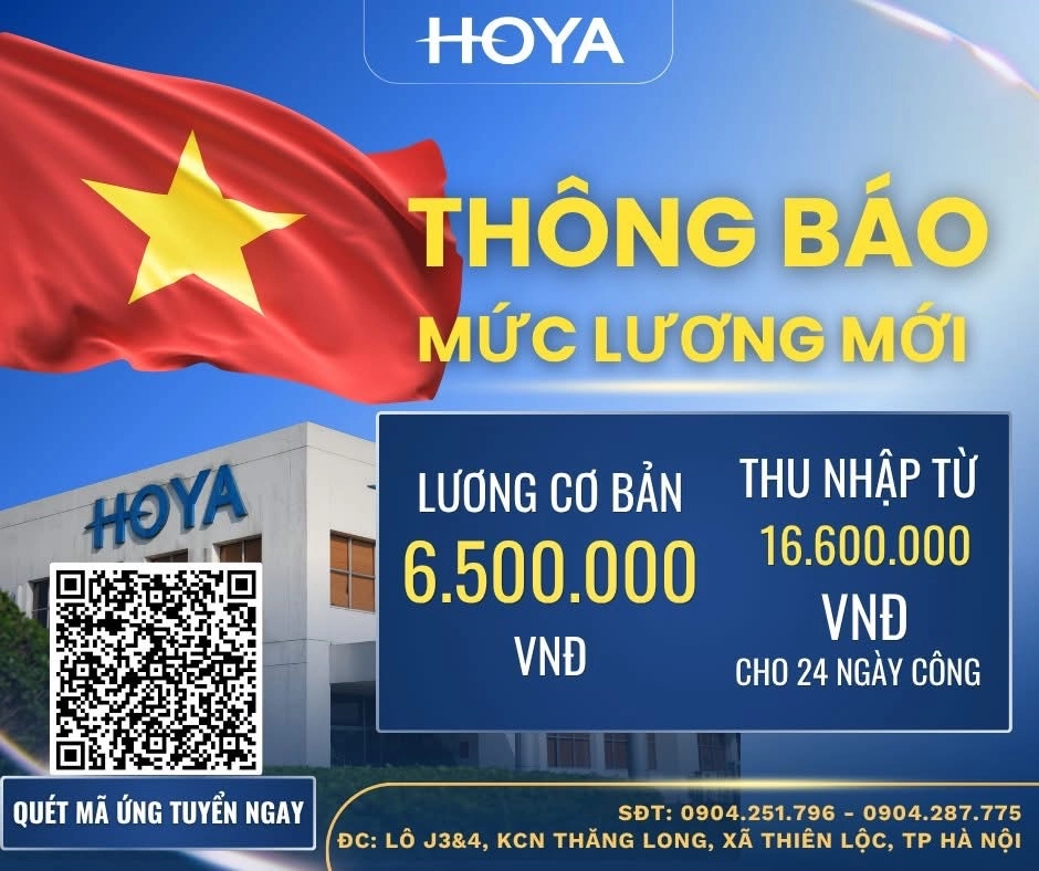 NGÀY 28/04/2026 HOYA HÀ NỘI- TUYỂN DỤNG CÔNG NHÂN NAM VÀ NỮ