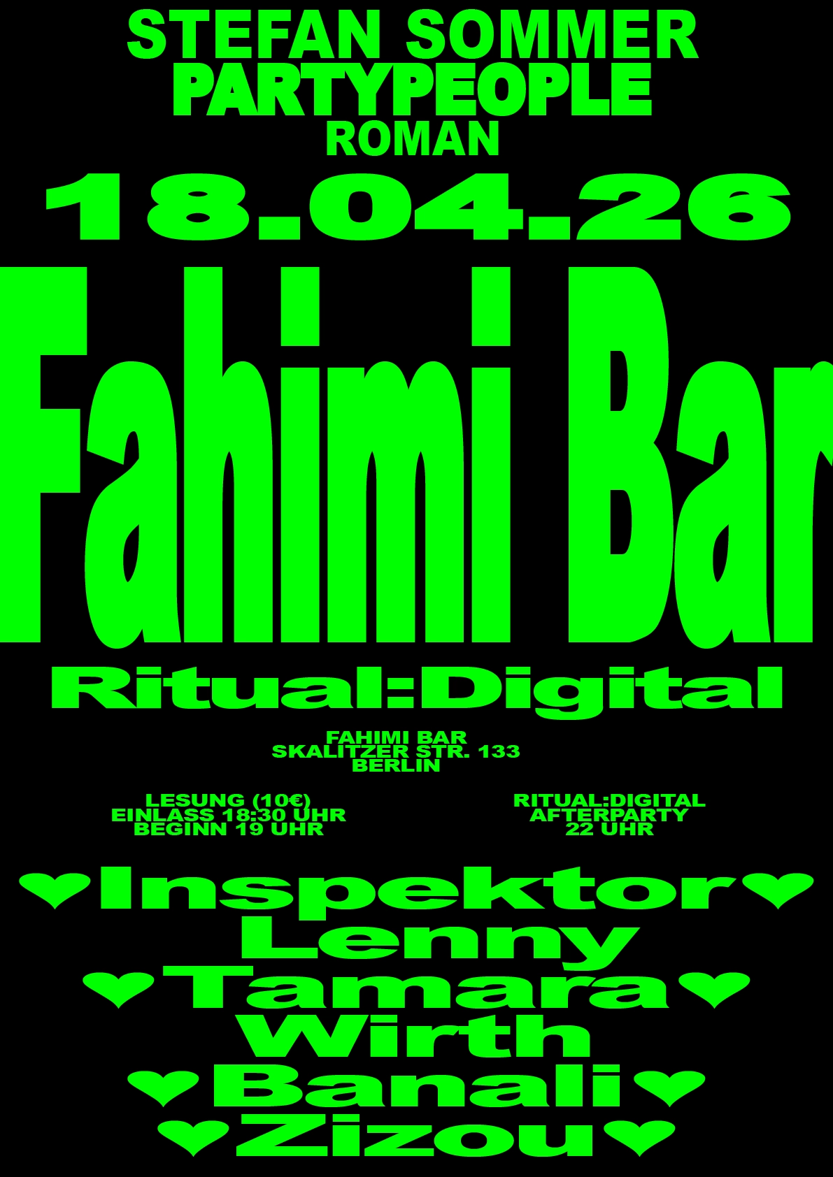 PARTYPEOPLE (Premierenlesung) + Aftershowparty