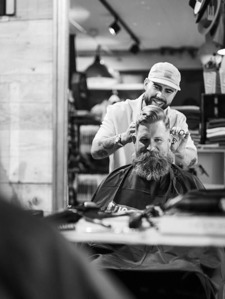 Barber at HepCat Store in Lund August 14th