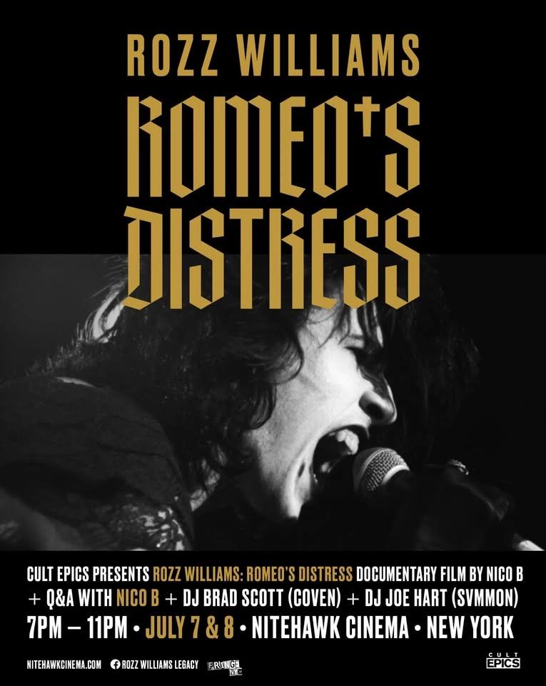 Rozz Williams: Romeo's Distress documentary film screening at Nitehawk Cinema, NEW YORK