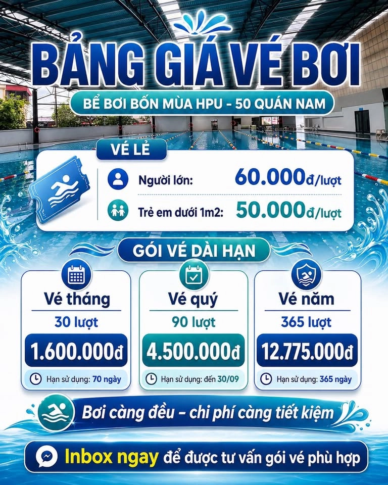 Mở cửa bể bơi bốn mùa HPU - 50 Quán Nam