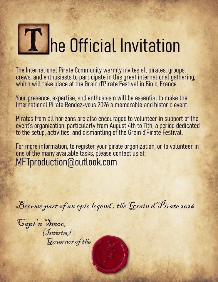 Festival Grain d’Pirate 2026 (IPC official worldwide gathering!)