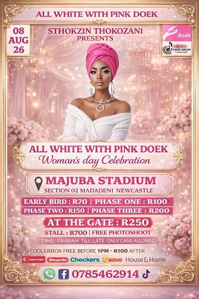 ALL WHITE WITH A PINK DOEK