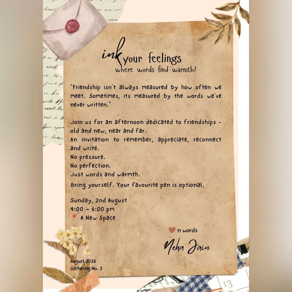 Ink Your Feelings...A Letter Writing Meet Up