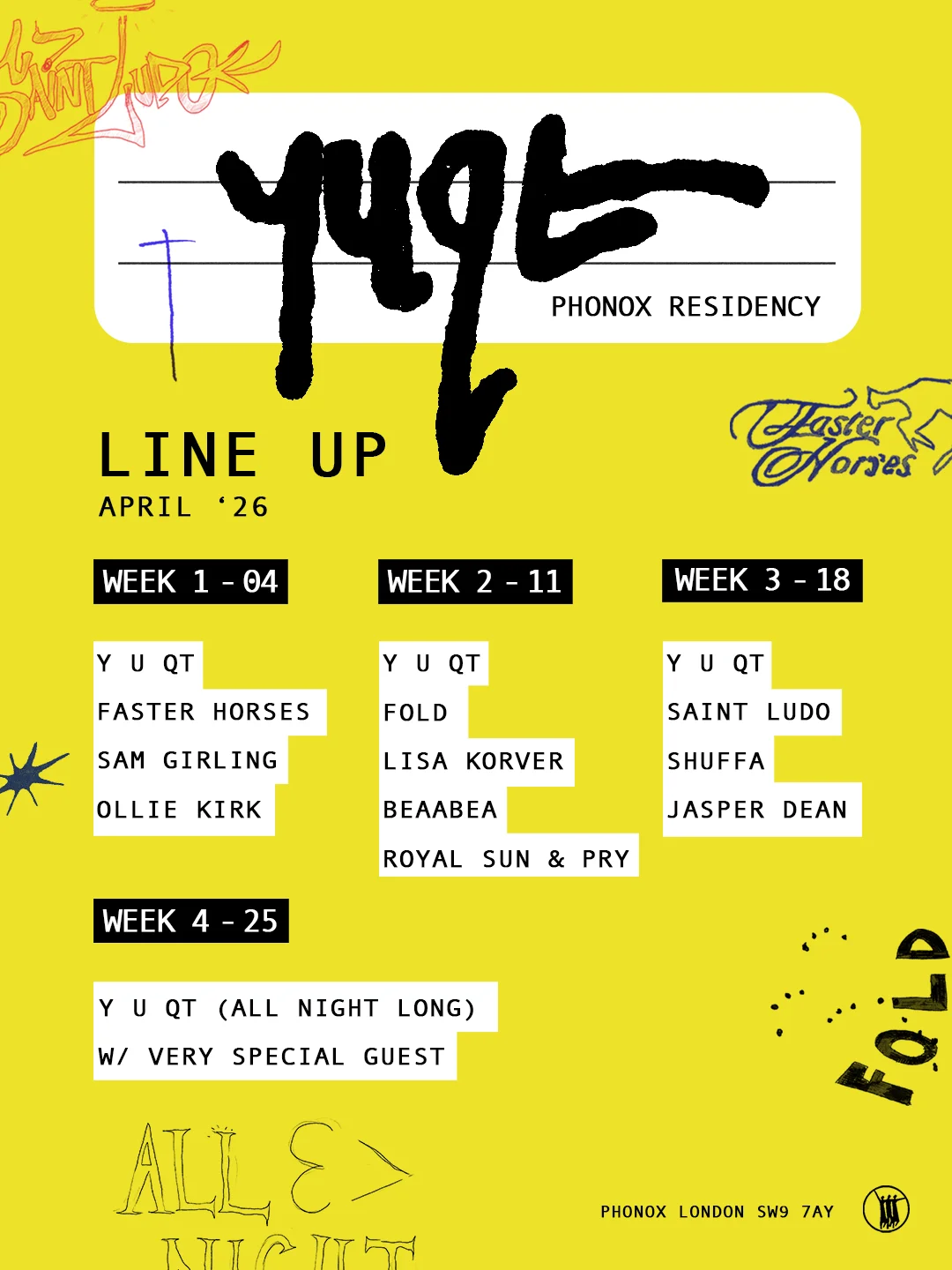 Y U QT: 4 Saturdays at Phonox